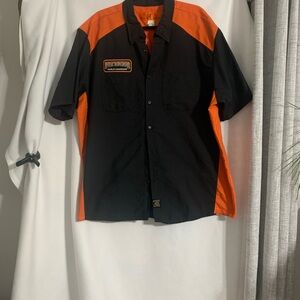 Harley-Davidson Men’s Black & Orange Short Sleeve Work Shirt XXL